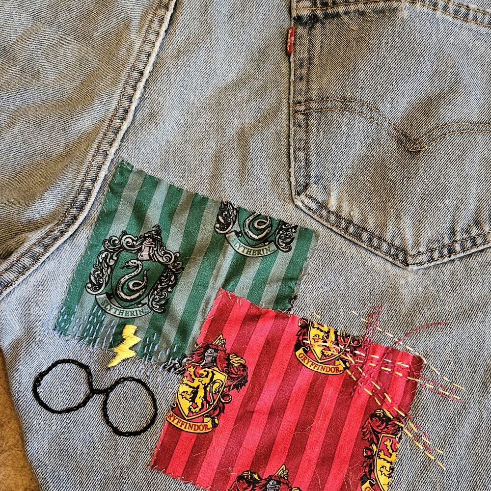 LEVIS Baggy Harry Potter Patched Embroidery ONE OF A KIND!